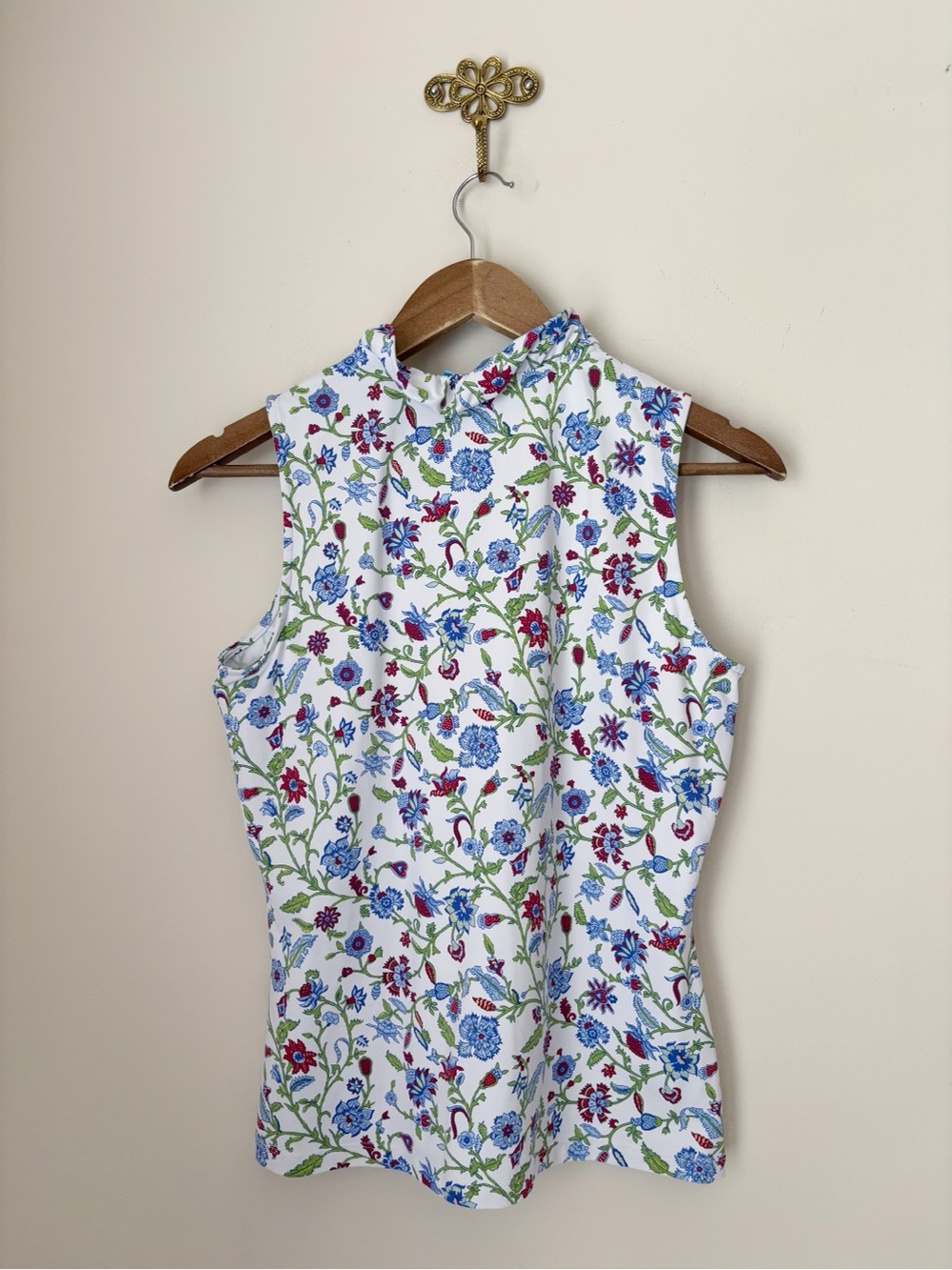 J. McLaughlin Floral Durham Ruffle Sleeveless Top Small Summer Preppy - Picture 3 of 6